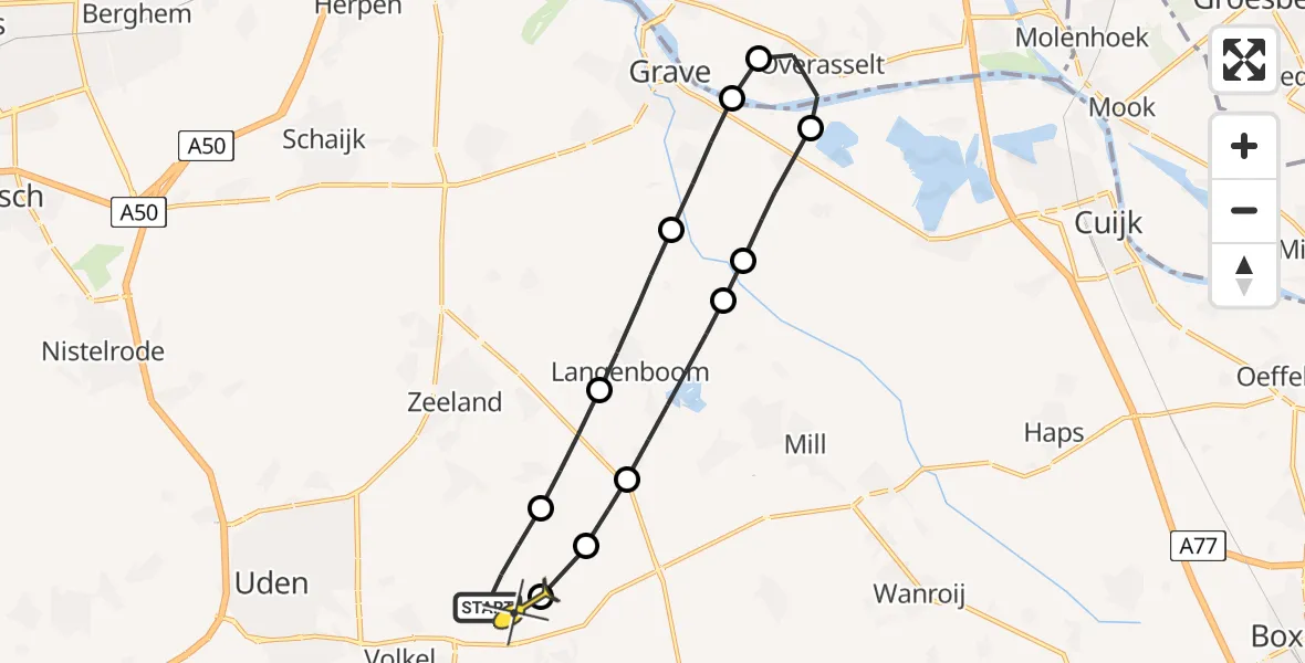 Routekaart van de vlucht: Lifeliner 3 naar Vliegbasis Volkel, Houtvennen