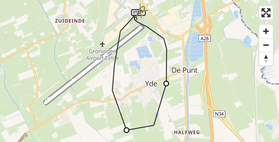 Routekaart van de vlucht: Lifeliner 4 naar Groningen Airport Eelde, Moespot