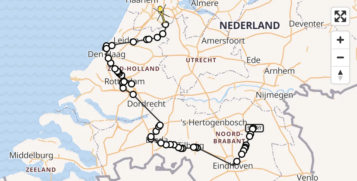 Routekaart van de vlucht: Politieheli naar Amstelveen, Venstraat