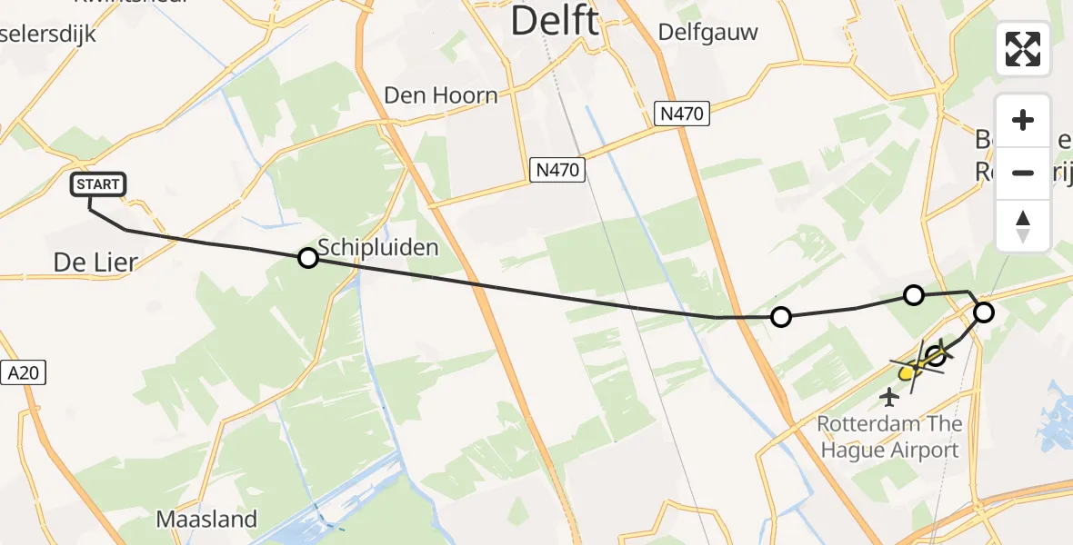 Routekaart van de vlucht: Lifeliner 2 naar Rotterdam The Hague Airport, Spanjestraat