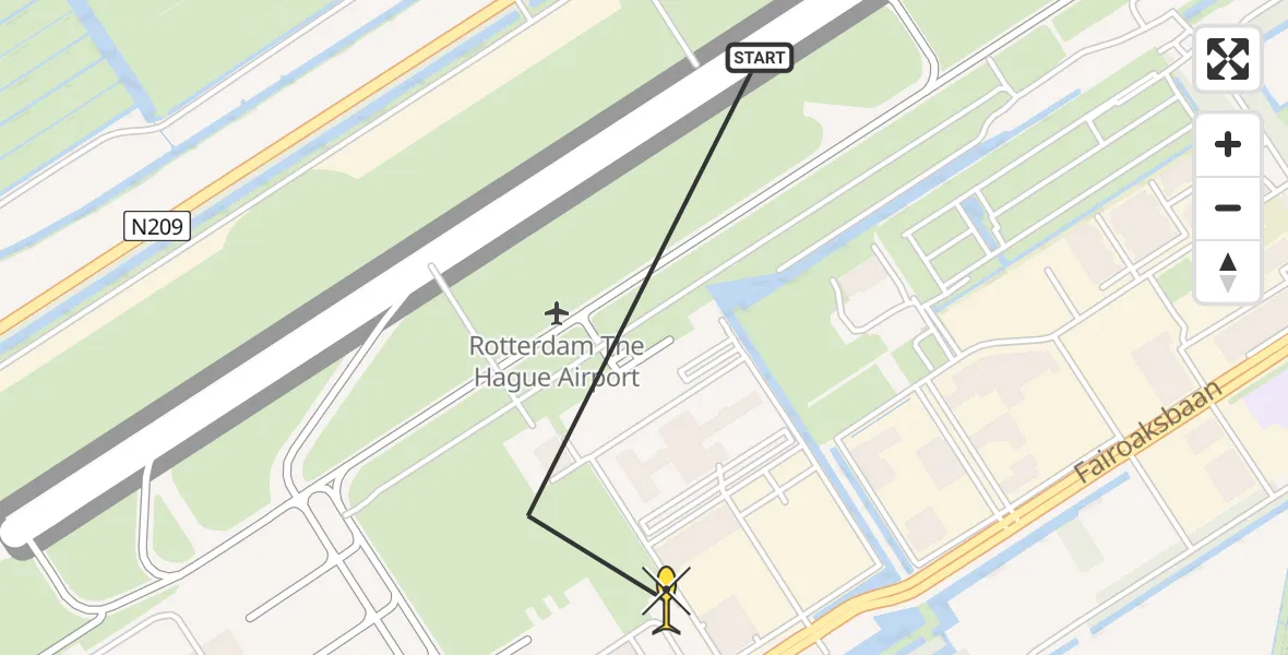 Routekaart van de vlucht: Lifeliner 2 naar Rotterdam The Hague Airport, Brandenburgbaan