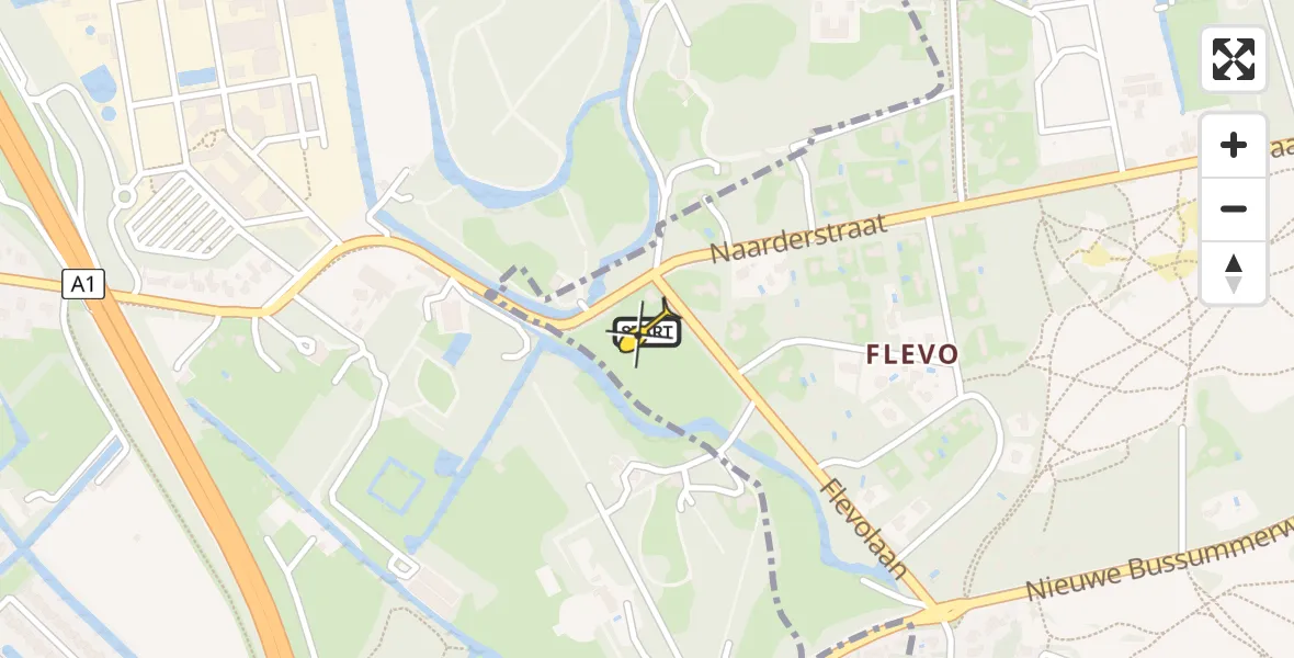 Routekaart van de vlucht: Lifeliner 1 naar Huizen, Flevolaan