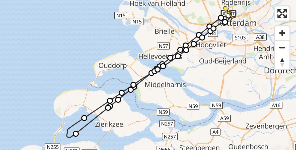 Routekaart van de vlucht: Lifeliner 2 naar Rotterdam The Hague Airport, Achterdijk