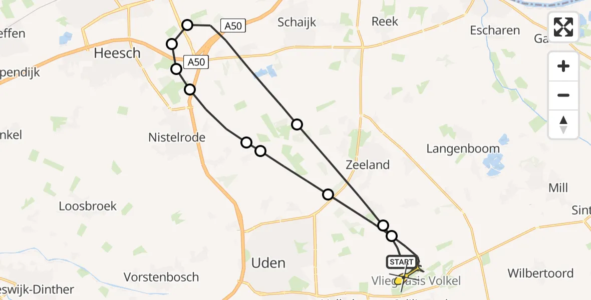 Routekaart van de vlucht: Lifeliner 3 naar Vliegbasis Volkel, Millsebaan