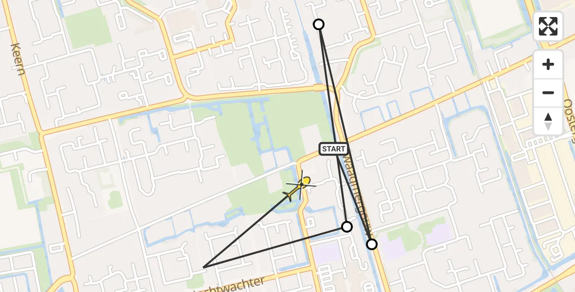 Routekaart van de vlucht: Politiehelikopter naar Zwaag, 't Grachtje over