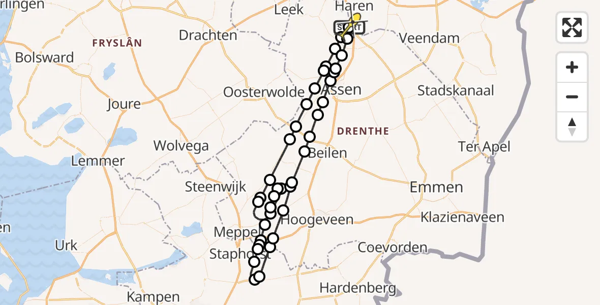 Routekaart van de vlucht: Lifeliner 4 naar Groningen Airport Eelde, Machlaan