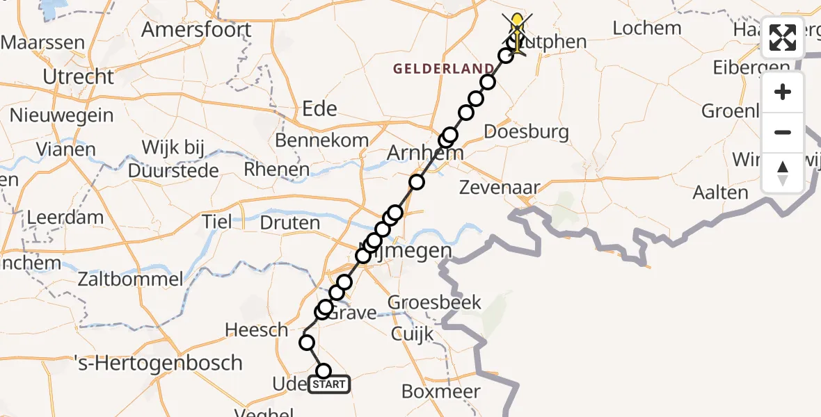 Routekaart van de vlucht: Lifeliner 3 naar Empe, Achter-Oventje