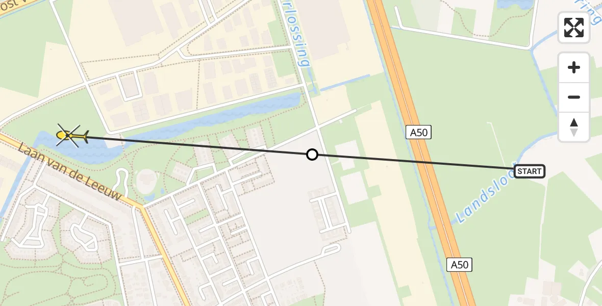 Routekaart van de vlucht: Politieheli naar Apeldoorn, Sloot Vellertdijk