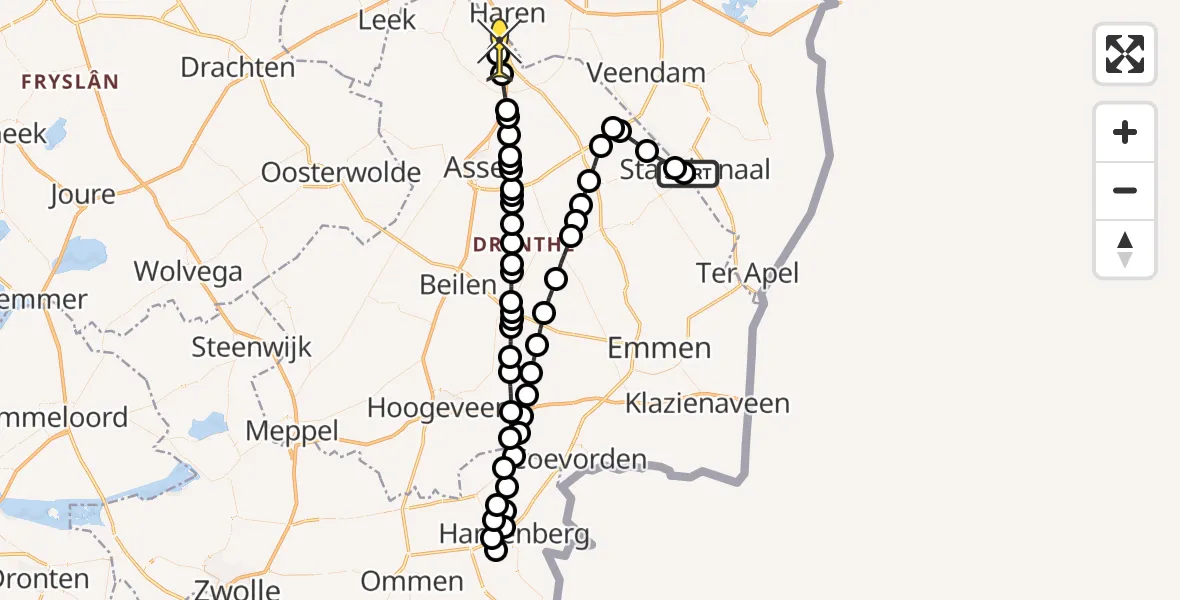 Routekaart van de vlucht: Lifeliner 4 naar Groningen Airport Eelde, Zesdelaan