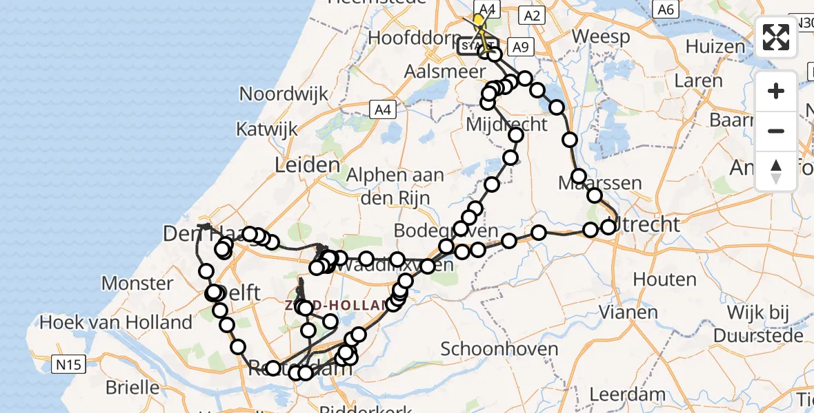 Routekaart van de vlucht: Politieheli naar Amstelveen, Schweitzerlaan