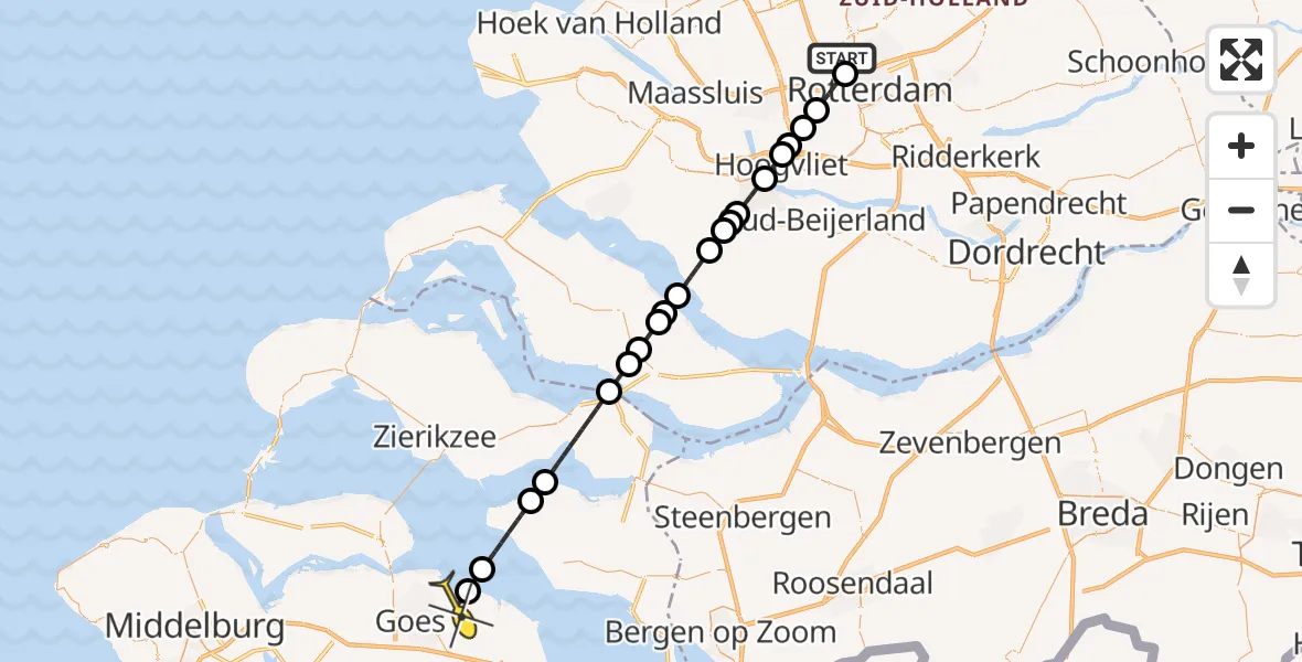 Routekaart van de vlucht: Lifeliner 2 naar Kattendijke, Terletpad