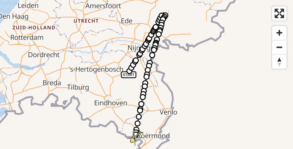 Routekaart van de vlucht: Lifeliner 3 naar Haler, Zeelandsedijk