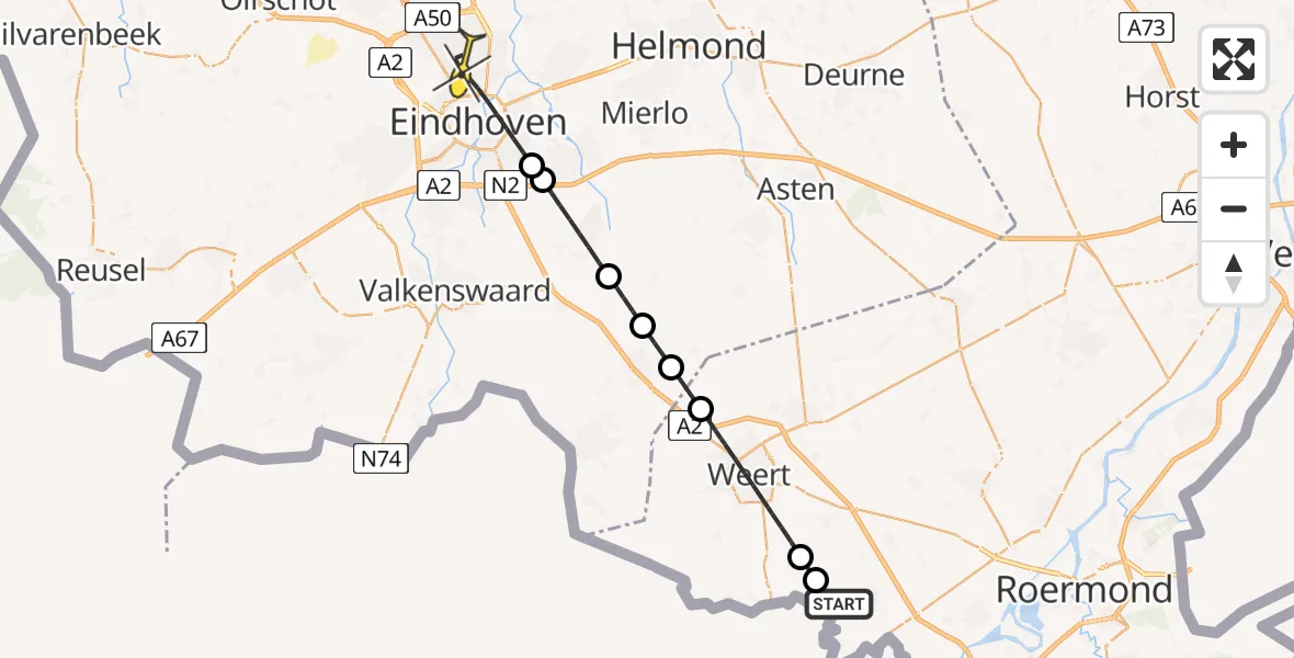 Routekaart van de vlucht: Lifeliner 3 naar Eindhoven, Lochterstraat