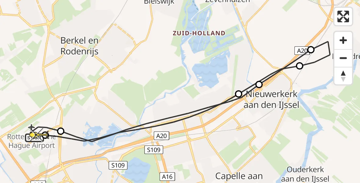 Routekaart van de vlucht: Lifeliner 2 naar Rotterdam The Hague Airport, Volkelstraat