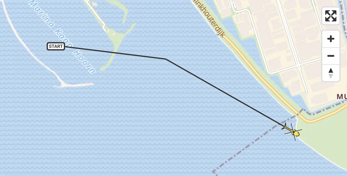 Routekaart van de vlucht: Politiehelikopter naar Schellinkhout, Kernweg