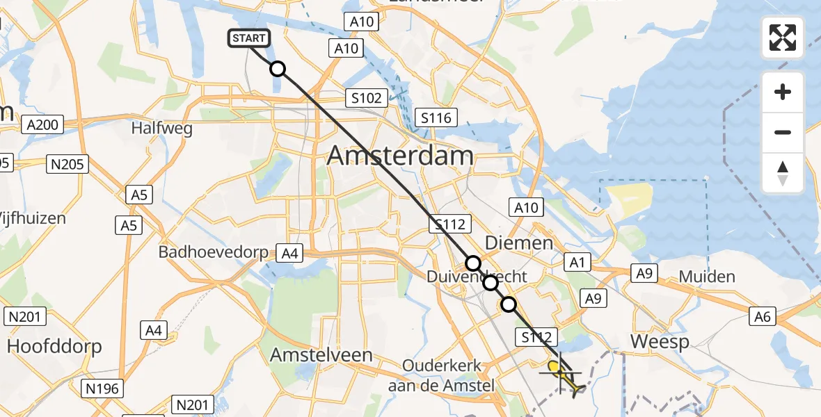 Routekaart van de vlucht: Lifeliner 1 naar Amsterdam, Maltaweg