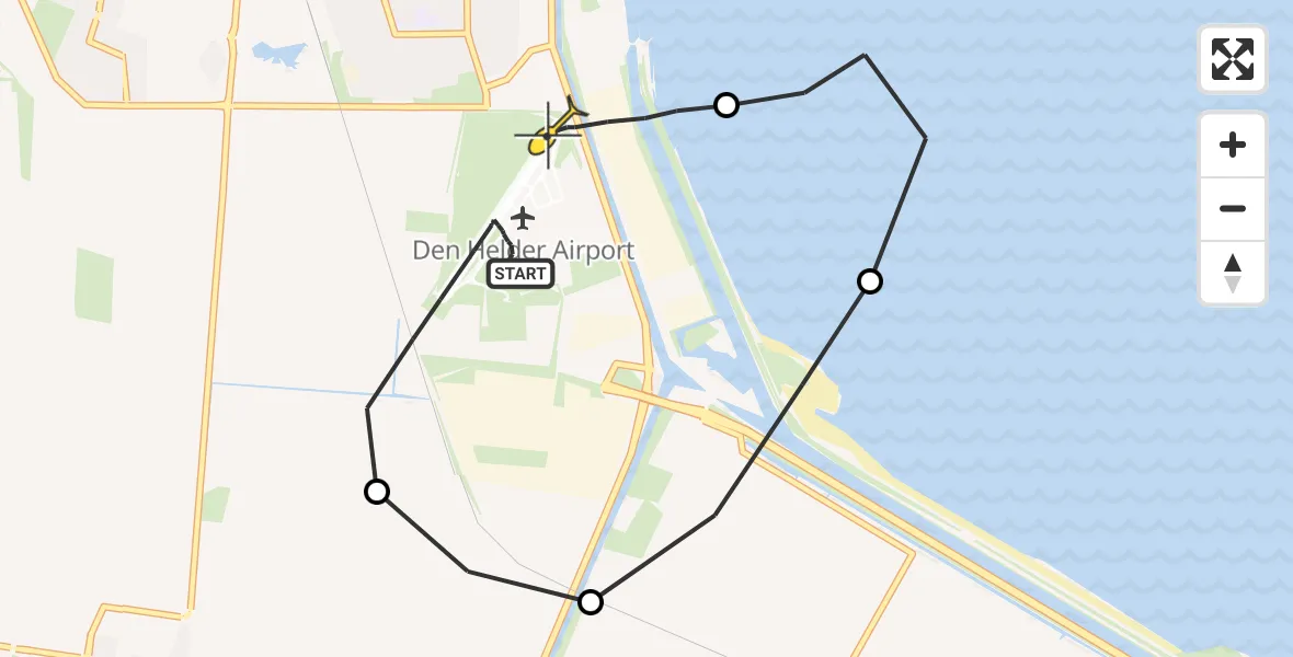 Routekaart van de vlucht: Kustwachthelikopter naar Vliegveld De Kooy, Middenvliet