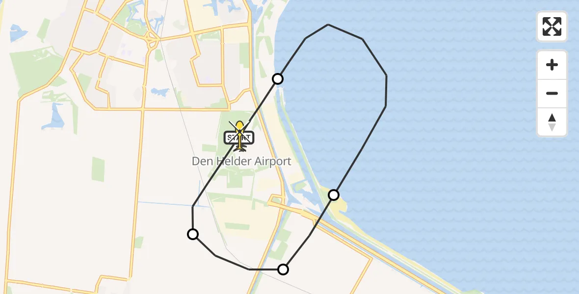 Routekaart van de vlucht: Kustwachthelikopter naar Vliegveld De Kooy, Middenvliet