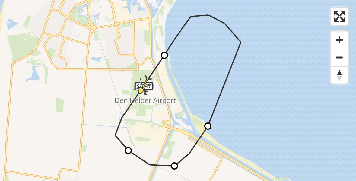 Routekaart van de vlucht: Kustwachthelikopter naar Vliegveld De Kooy, Kortevliet