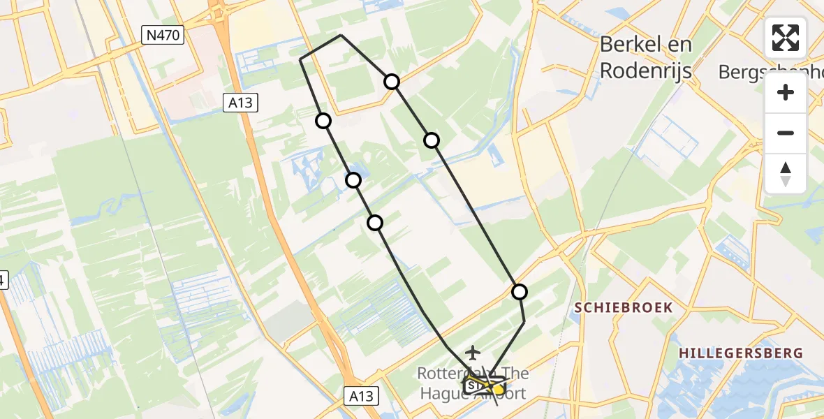 Routekaart van de vlucht: Lifeliner 2 naar Rotterdam The Hague Airport, Wilgenweg