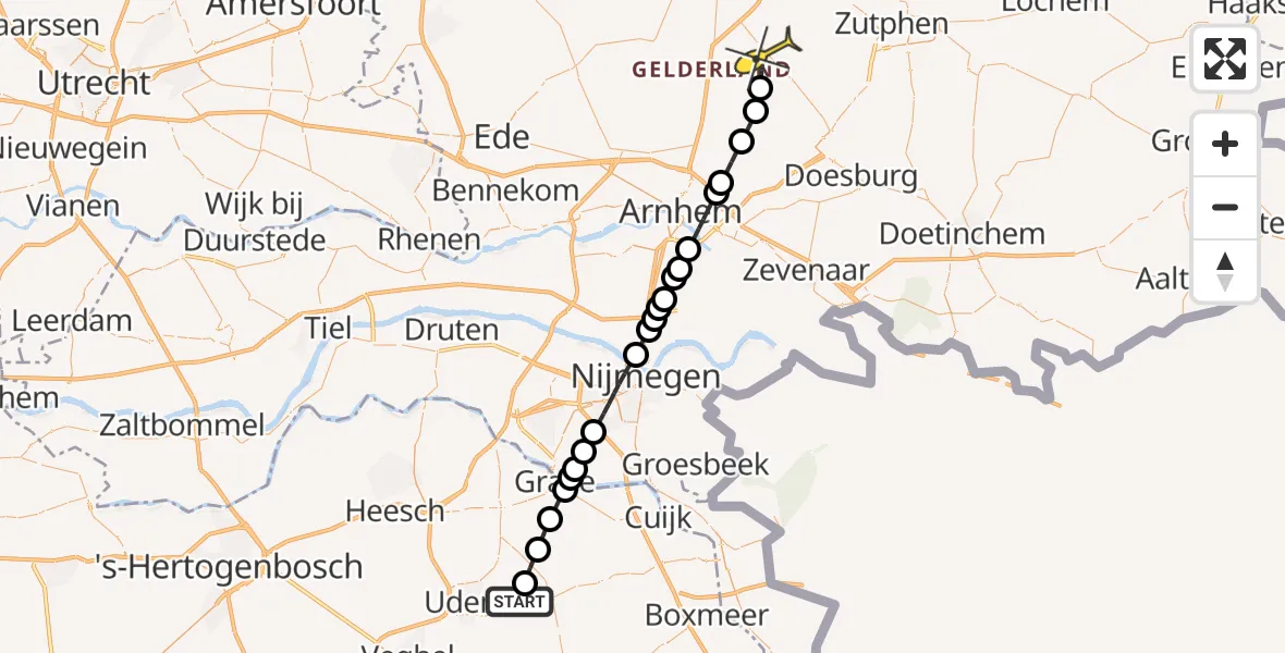 Routekaart van de vlucht: Lifeliner 3 naar Loenen, Trentsedijk