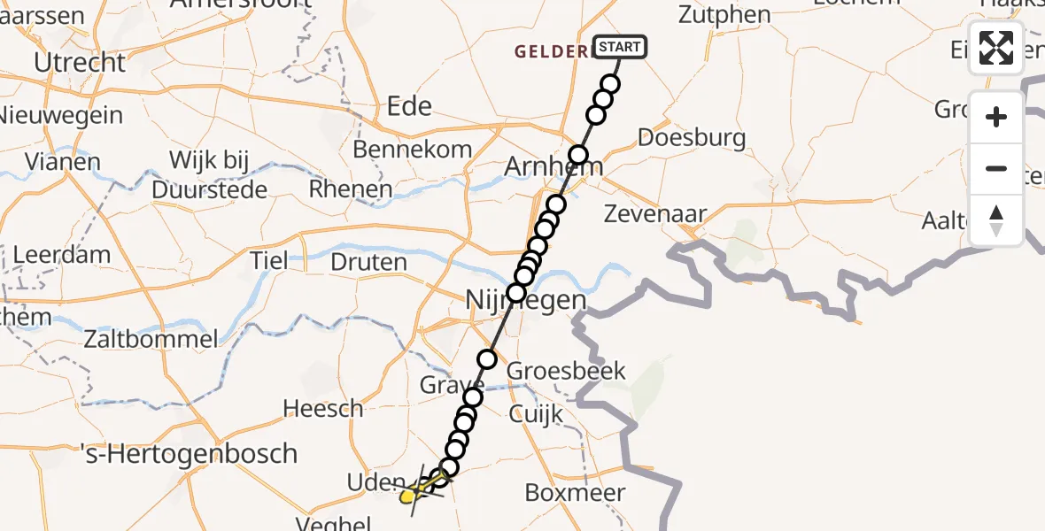 Routekaart van de vlucht: Lifeliner 3 naar Vliegbasis Volkel, Imbosweg