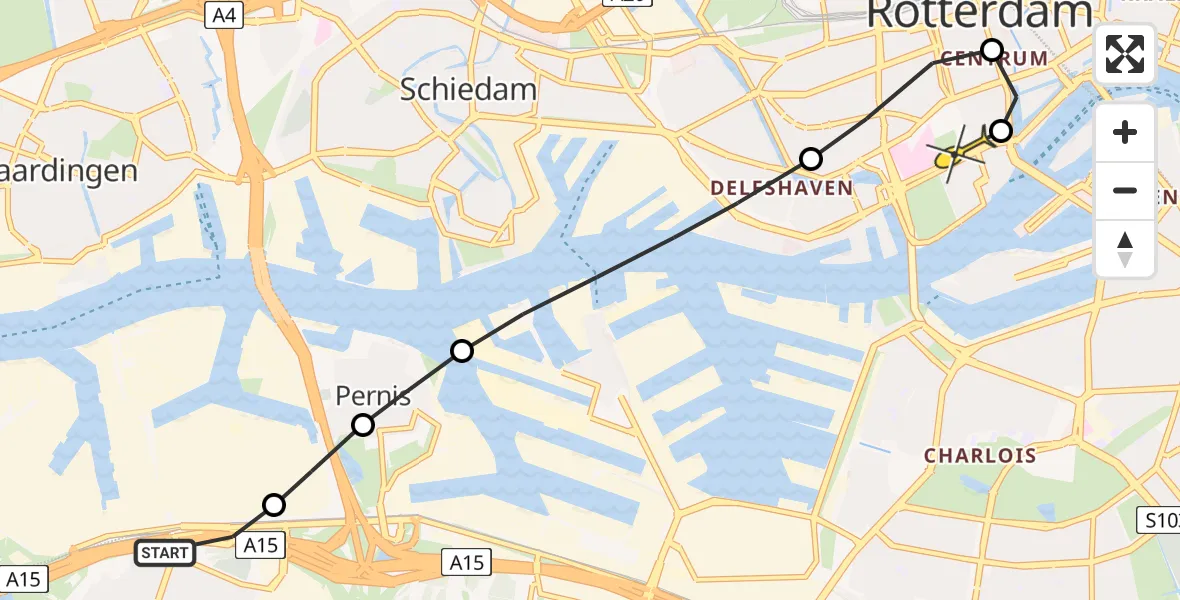 Routekaart van de vlucht: Lifeliner 2 naar Erasmus MC, Weg 118