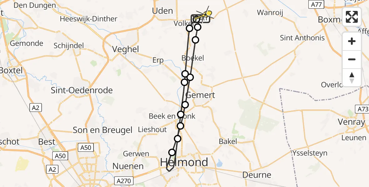 Routekaart van de vlucht: Lifeliner 3 naar Vliegbasis Volkel, Oosterheidestraat