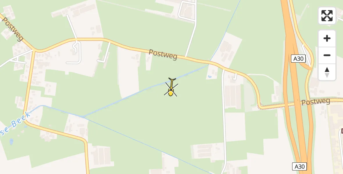 Vluchtroute Politiehelikopter van Lunteren naar Lunteren