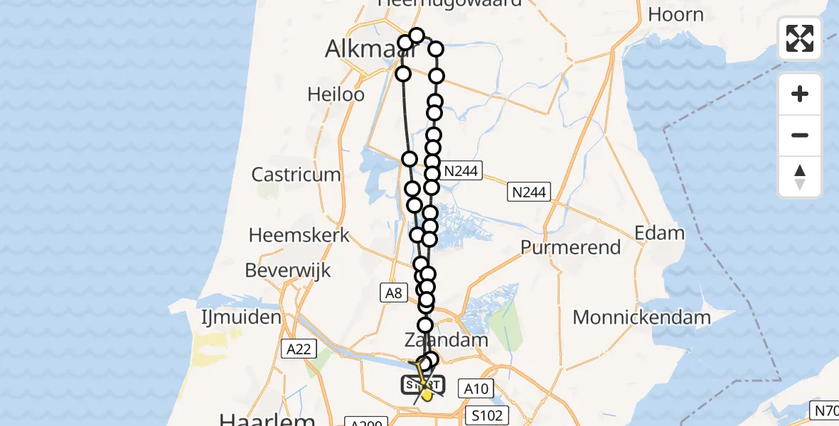 Routekaart van de vlucht: Lifeliner 1 naar Amsterdam Heliport, Elbaweg