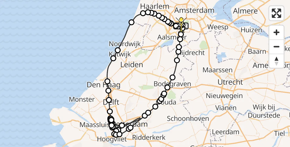 Routekaart van de vlucht: Politieheli naar Schiphol, Loevesteinse Randweg