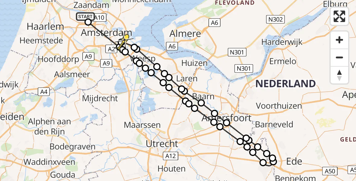 Routekaart van de vlucht: Lifeliner 1 naar Amsterdam, Hornweg