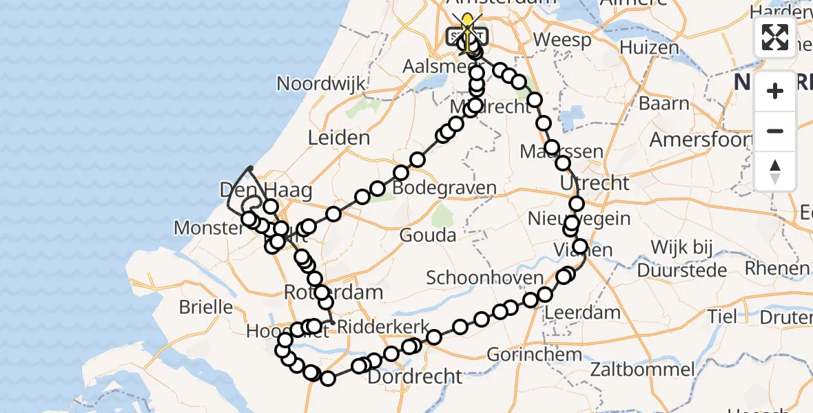 Routekaart van de vlucht: Politieheli naar Schiphol, Westerkimweg