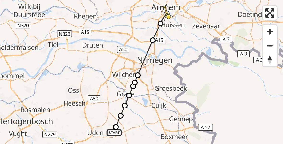 Routekaart van de vlucht: Lifeliner 3 naar Arnhem, Trentsedijk