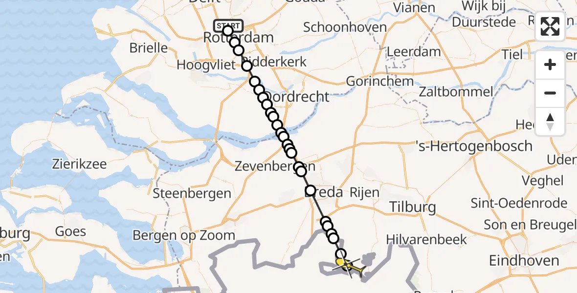 Routekaart van de vlucht: Lifeliner 2 naar Baarle-Nassau, Van der Duijn van Maasdamweg