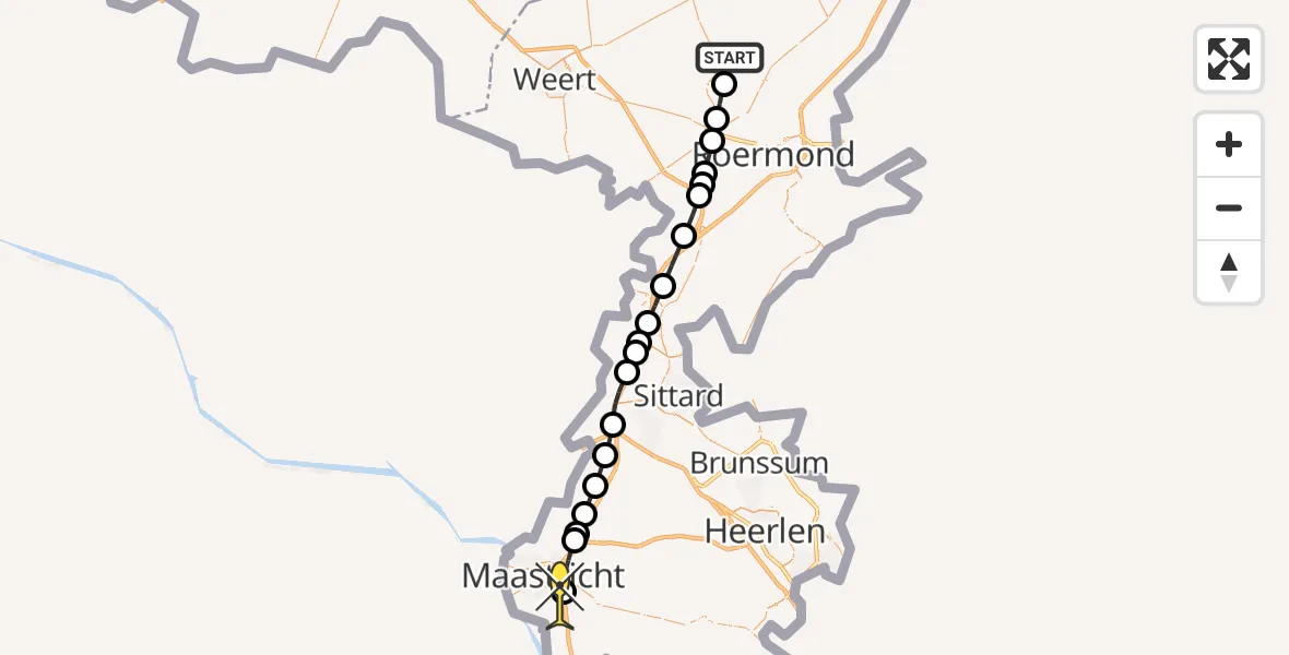 Routekaart van de vlucht: Lifeliner 3 naar Maastricht UMC+, Kruissingel