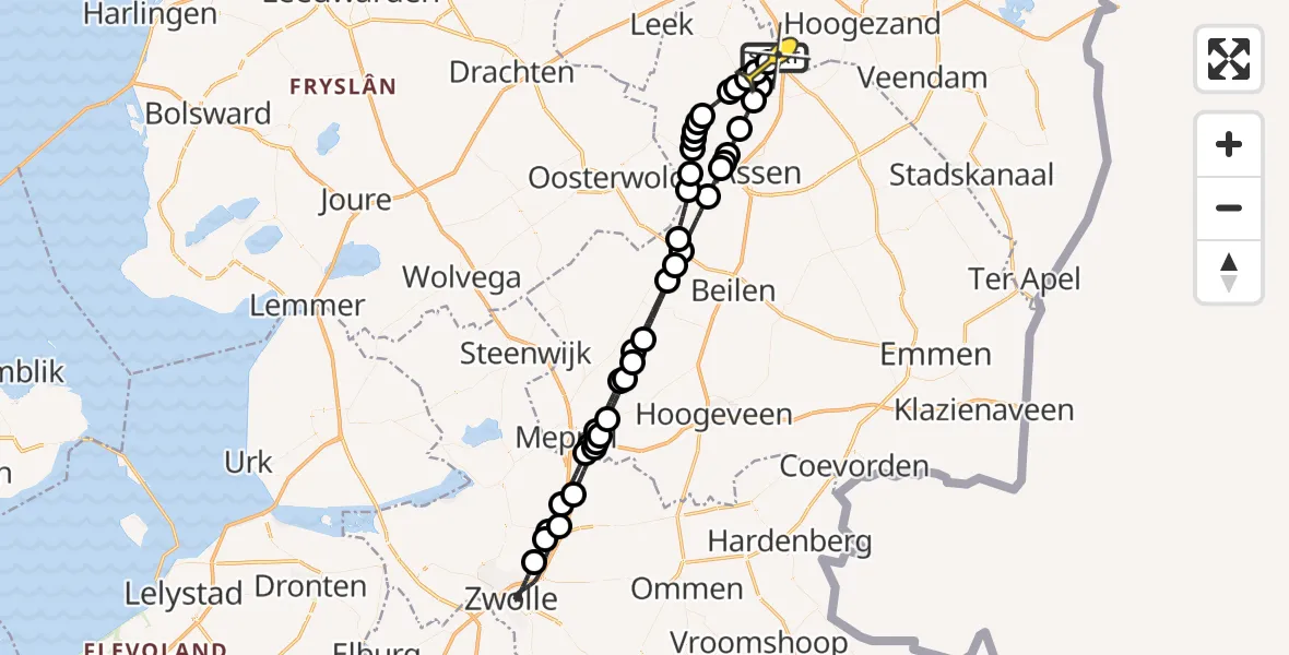 Routekaart van de vlucht: Lifeliner 4 naar Groningen Airport Eelde, Vissersweg