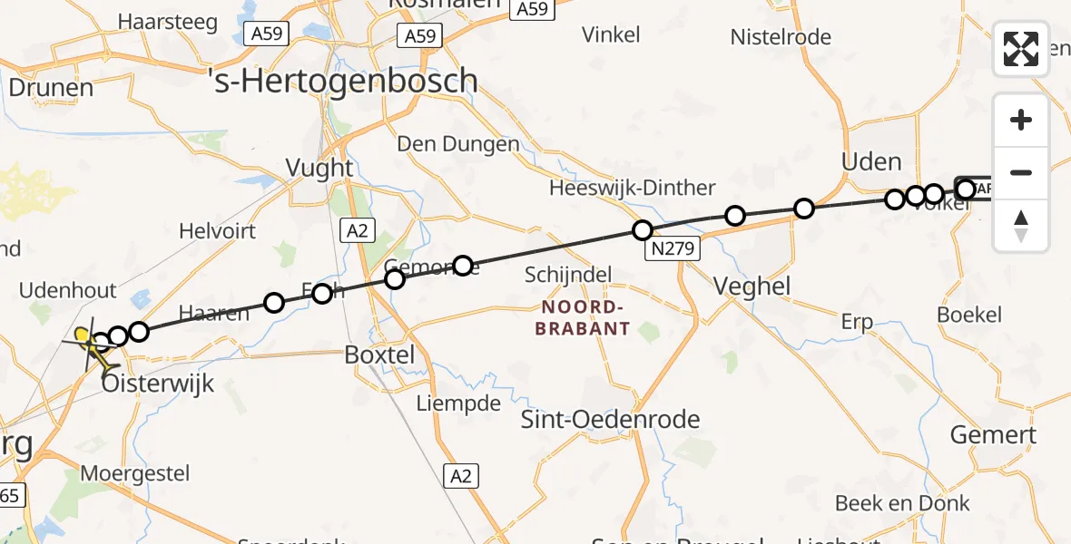 Routekaart van de vlucht: Lifeliner 3 naar Berkel-Enschot, Nieuwstraat