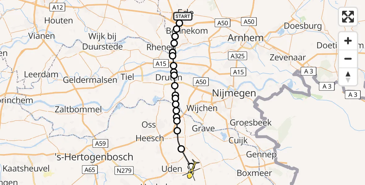 Routekaart van de vlucht: Lifeliner 3 naar Vliegbasis Volkel, Frankeneng