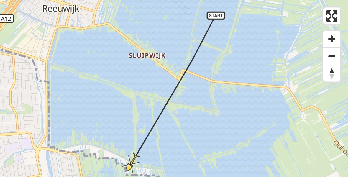 Routekaart van de vlucht: Politiehelikopter naar Reeuwijk, Platteweg