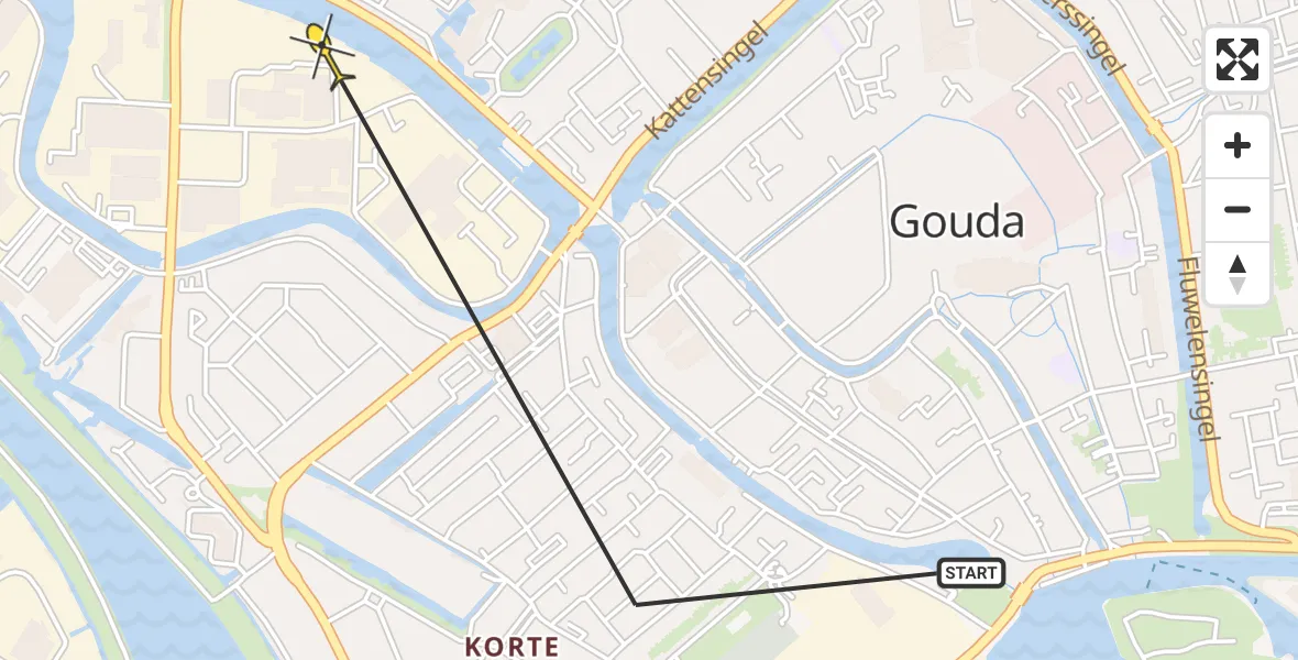Routekaart van de vlucht: Politiehelikopter naar Gouda, Nijverheidsstraat
