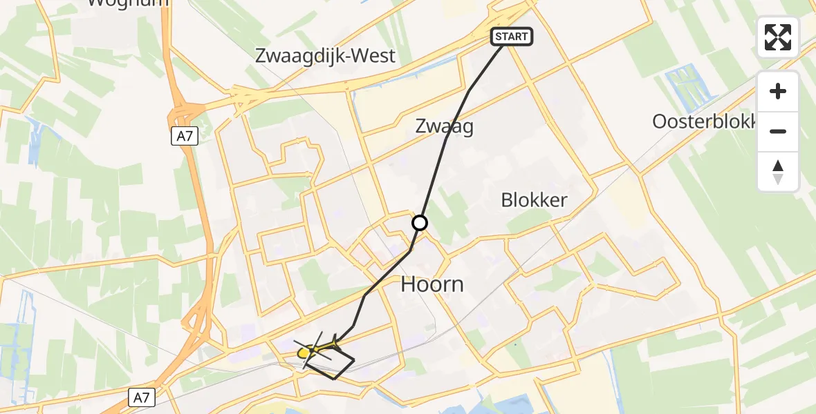 Routekaart van de vlucht: Lifeliner 1 naar Hoorn, Beatrixstraat