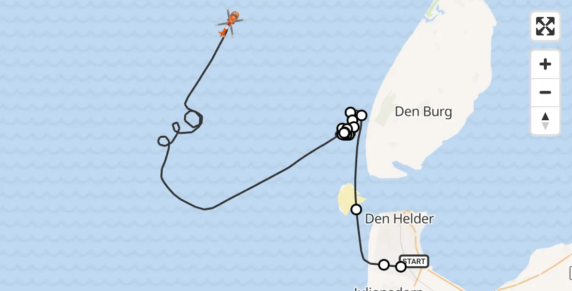 Vluchtroute Kustwachthelikopter Vliegveld De Kooy - , 07 augustus 2024, 12:32