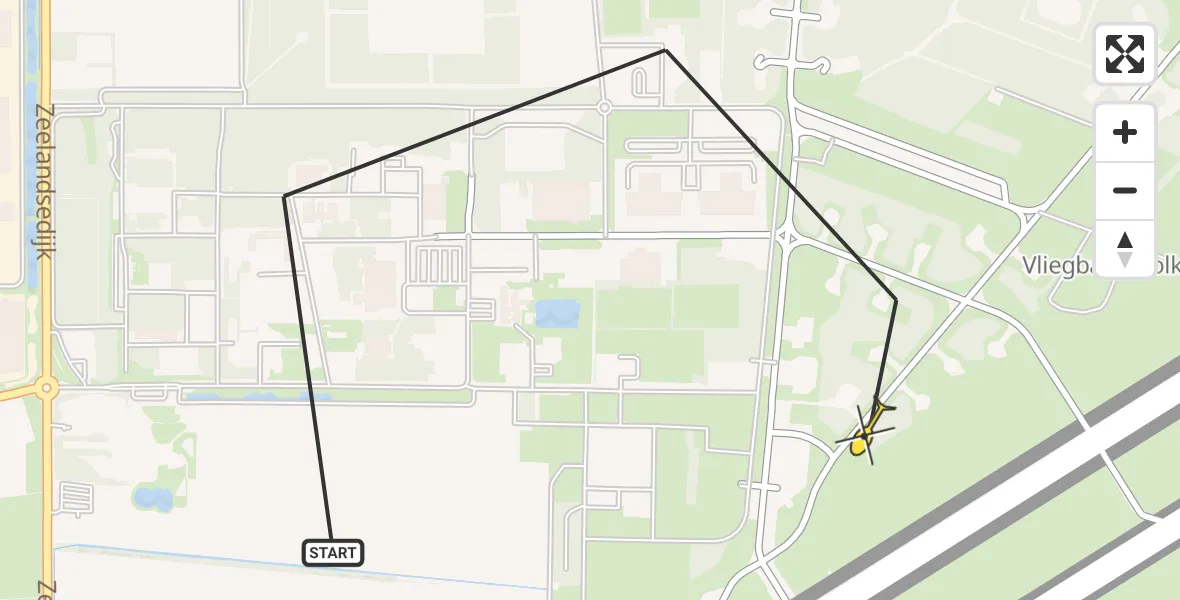 Routekaart van de vlucht: Lifeliner 3 naar Vliegbasis Volkel, Zeelandsedijk