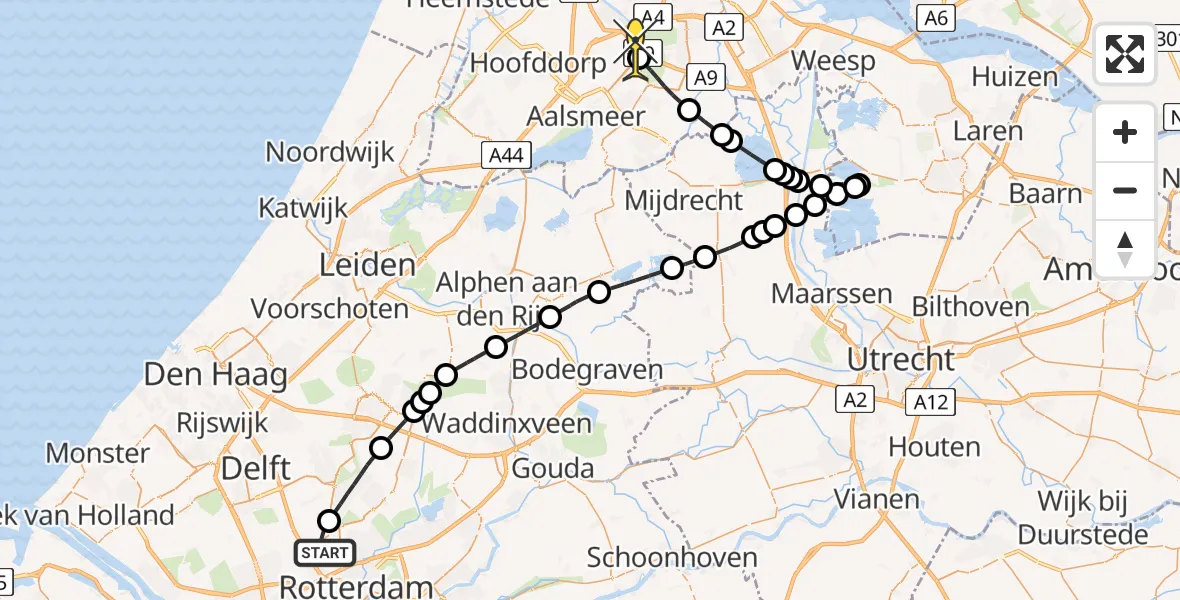 Routekaart van de vlucht: Politieheli naar Schiphol, Oude Bovendijk