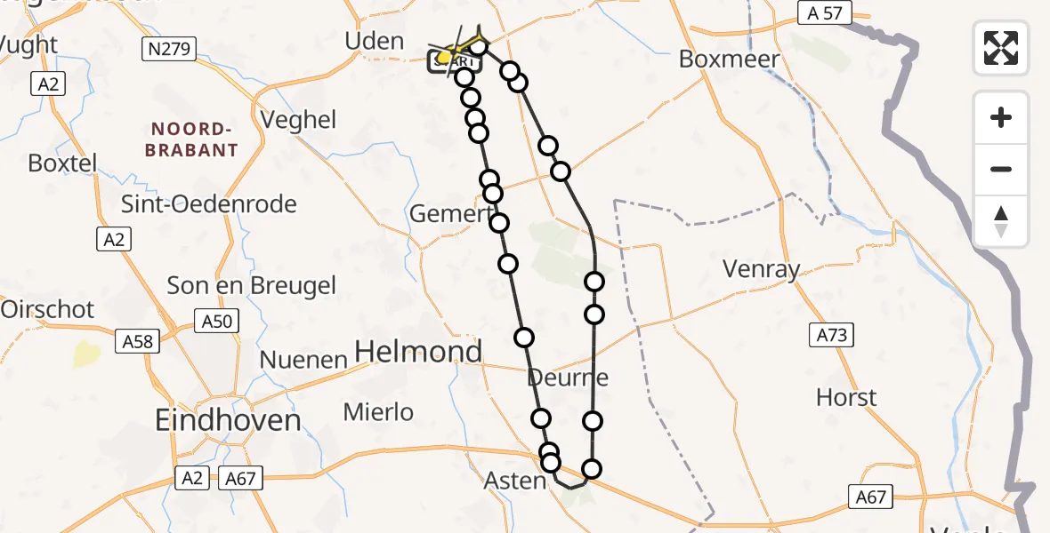 Routekaart van de vlucht: Lifeliner 3 naar Vliegbasis Volkel, Jeanny van Kuppeveltpad