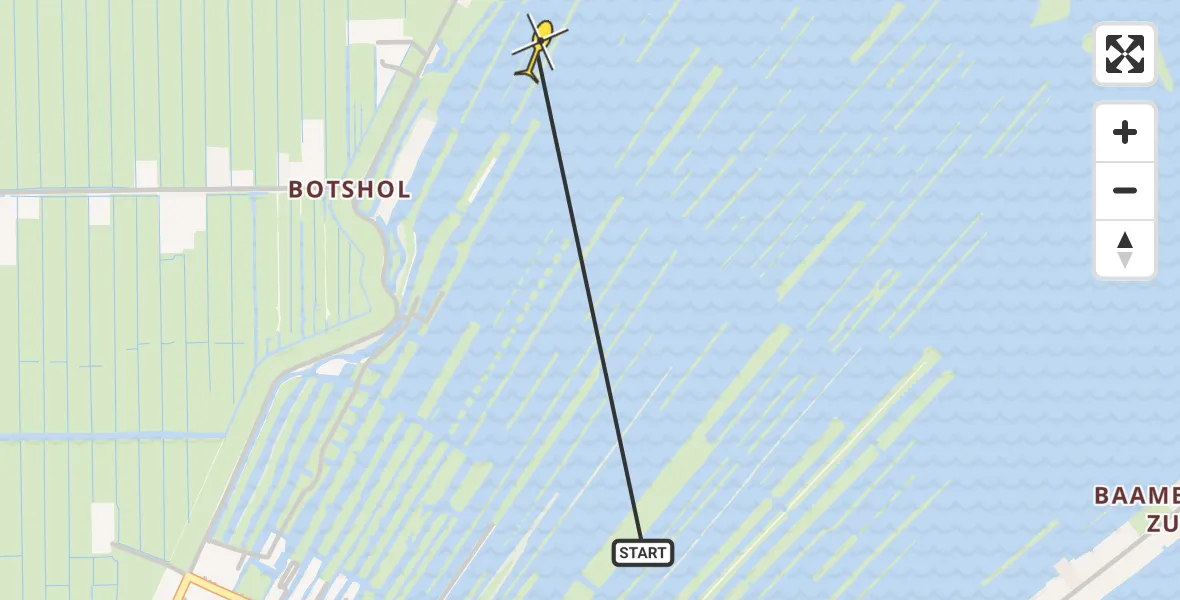 Routekaart van de vlucht: Politiehelikopter naar Vinkeveen, Botsholsedijk