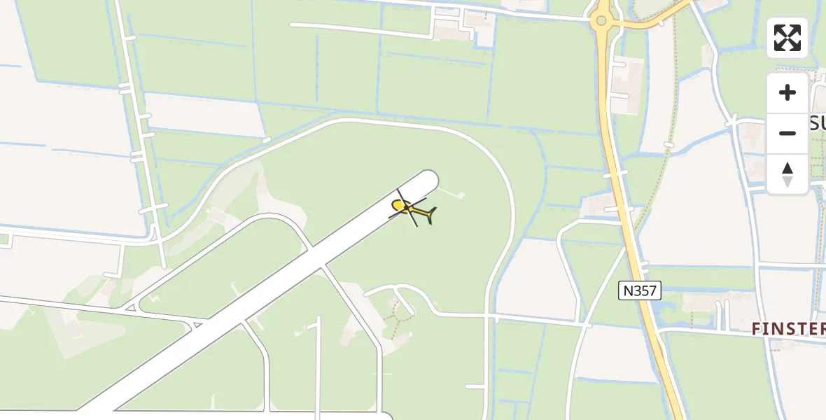 Vluchtroute Ambulancehelikopter van Vliegbasis Leeuwarden naar Vliegbasis Leeuwarden