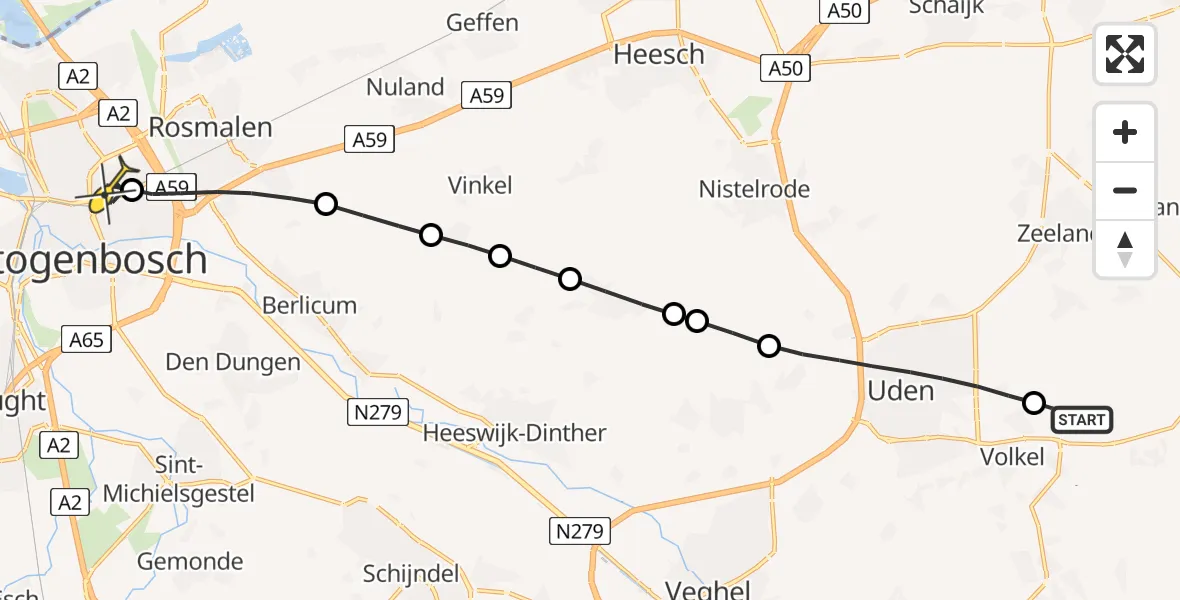 Routekaart van de vlucht: Lifeliner 3 naar 's-Hertogenbosch, Mandenmakerstraat