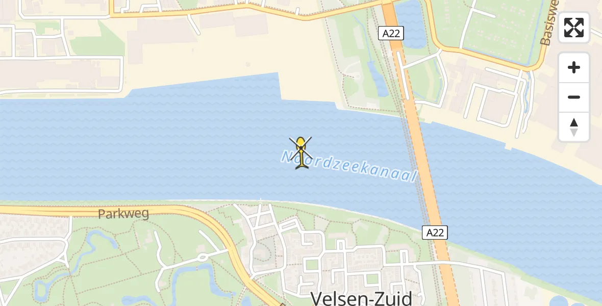 Routekaart van de vlucht: Politiehelikopter naar Velsen-Zuid